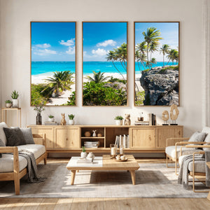 Tropical Beach Wall Art Canvas Print, Palm Tree Ocean