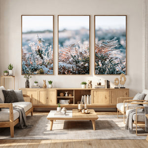Frosted Fern Wall Art Canvas Print, Soft Winter Botanical