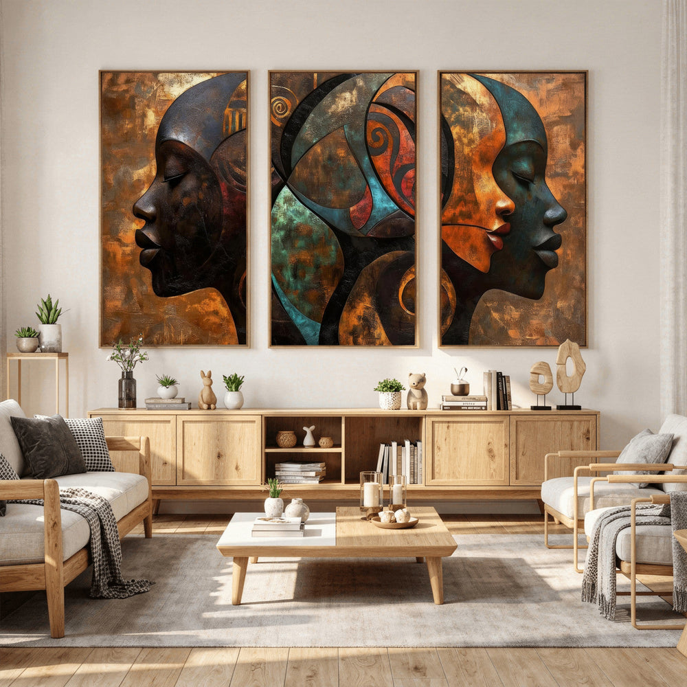 Abstract Afro American Women Wall Art Canvas Print