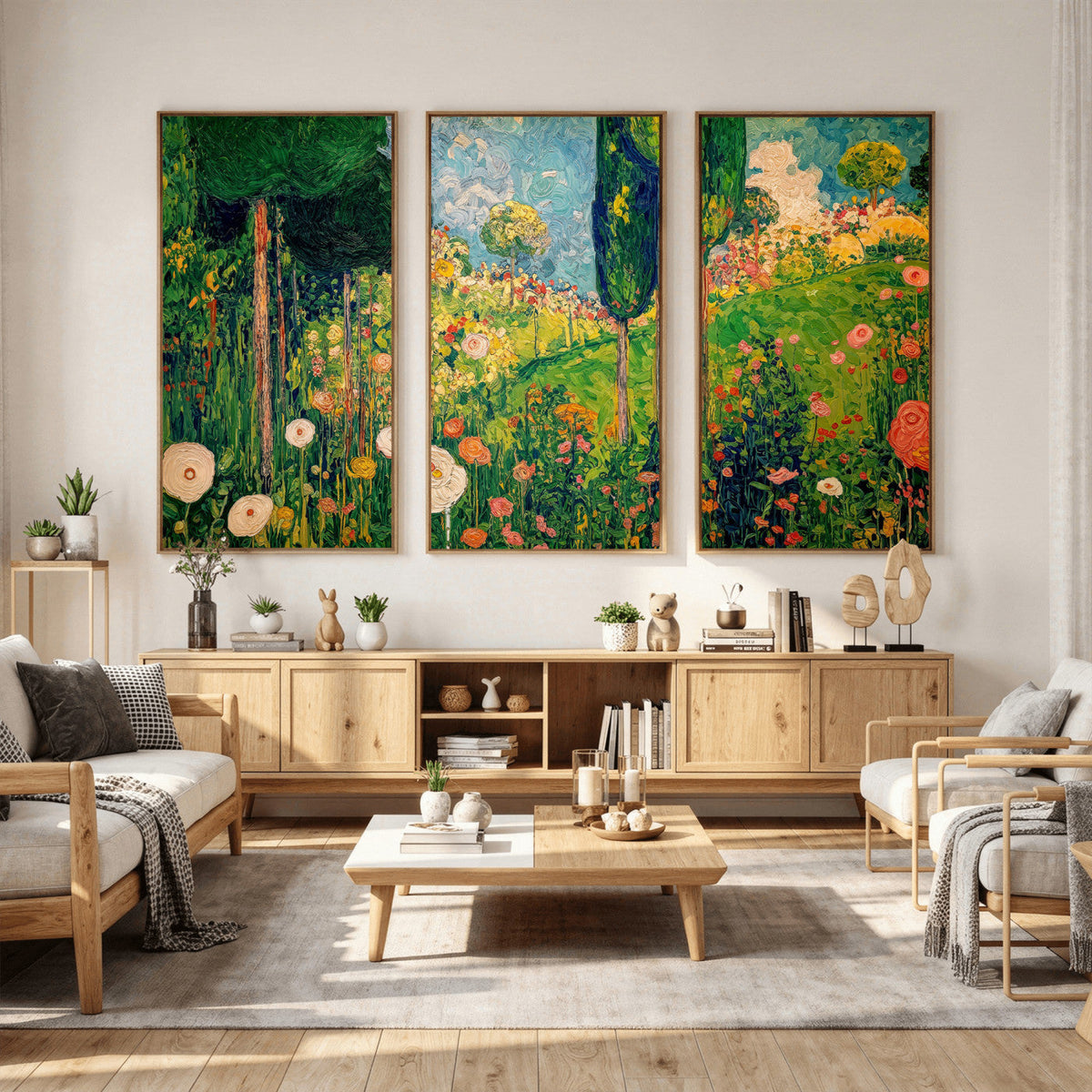 Gustav Klimt Boho Mountain Landscape Large Wall Art,