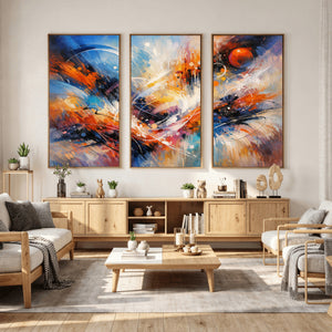Lyrical Abstraction Wall Art Canvas Print, Orange Blue