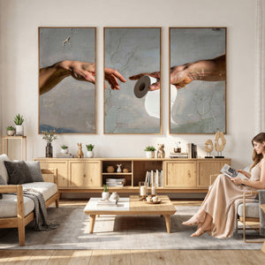 Funny Bathroom Wall Art Canvas, Creation of Toilet Paper