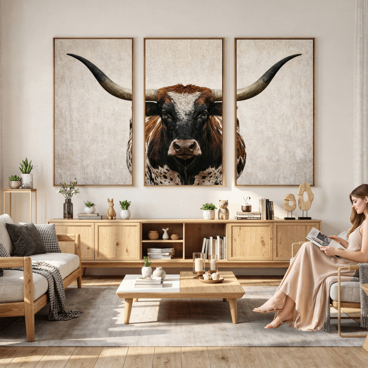 Texas Longhorn Canvas Wall Art Western Bull Desert Moody