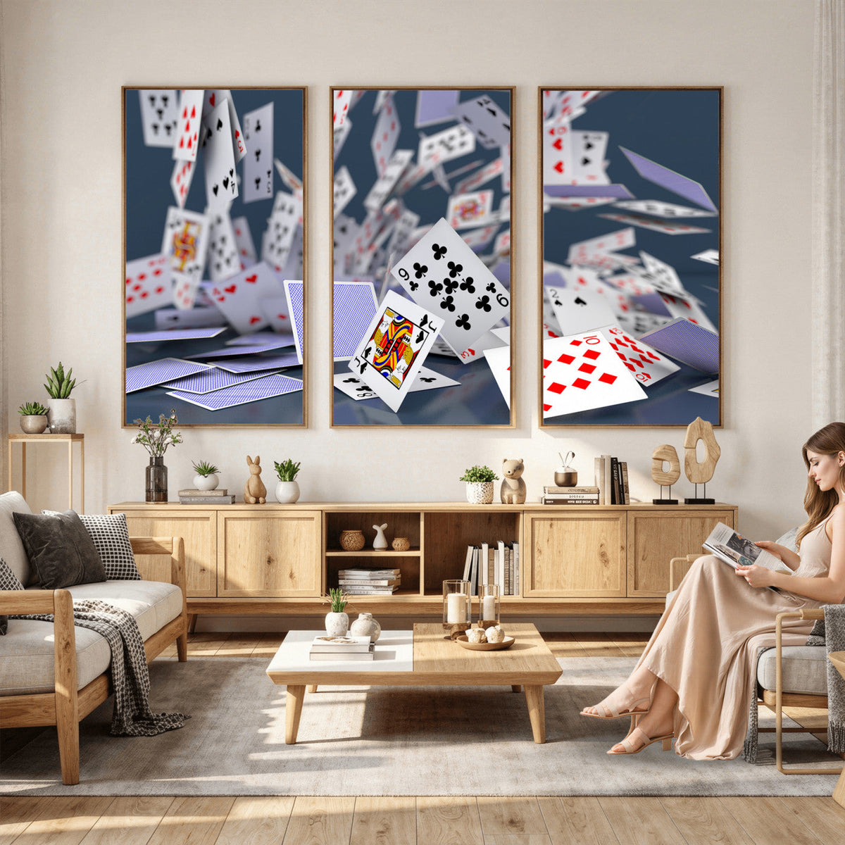 Playing Cards Canvas Wall Art | Casino Game Room Decor,