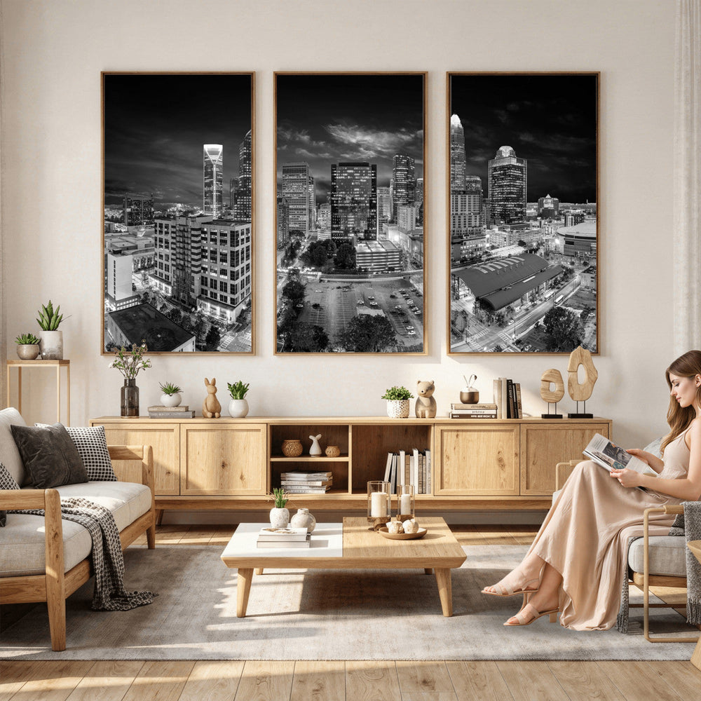 Charlotte Skyline Canvas Wall Art Print – North Carolina Cityscape Photography Print