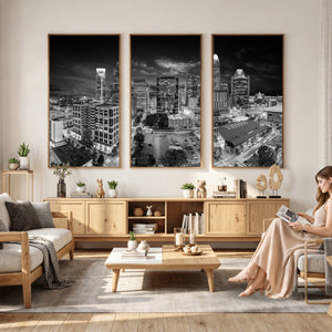 Charlotte Skyline Canvas Wall Art Print – North Carolina Cityscape Photography Print