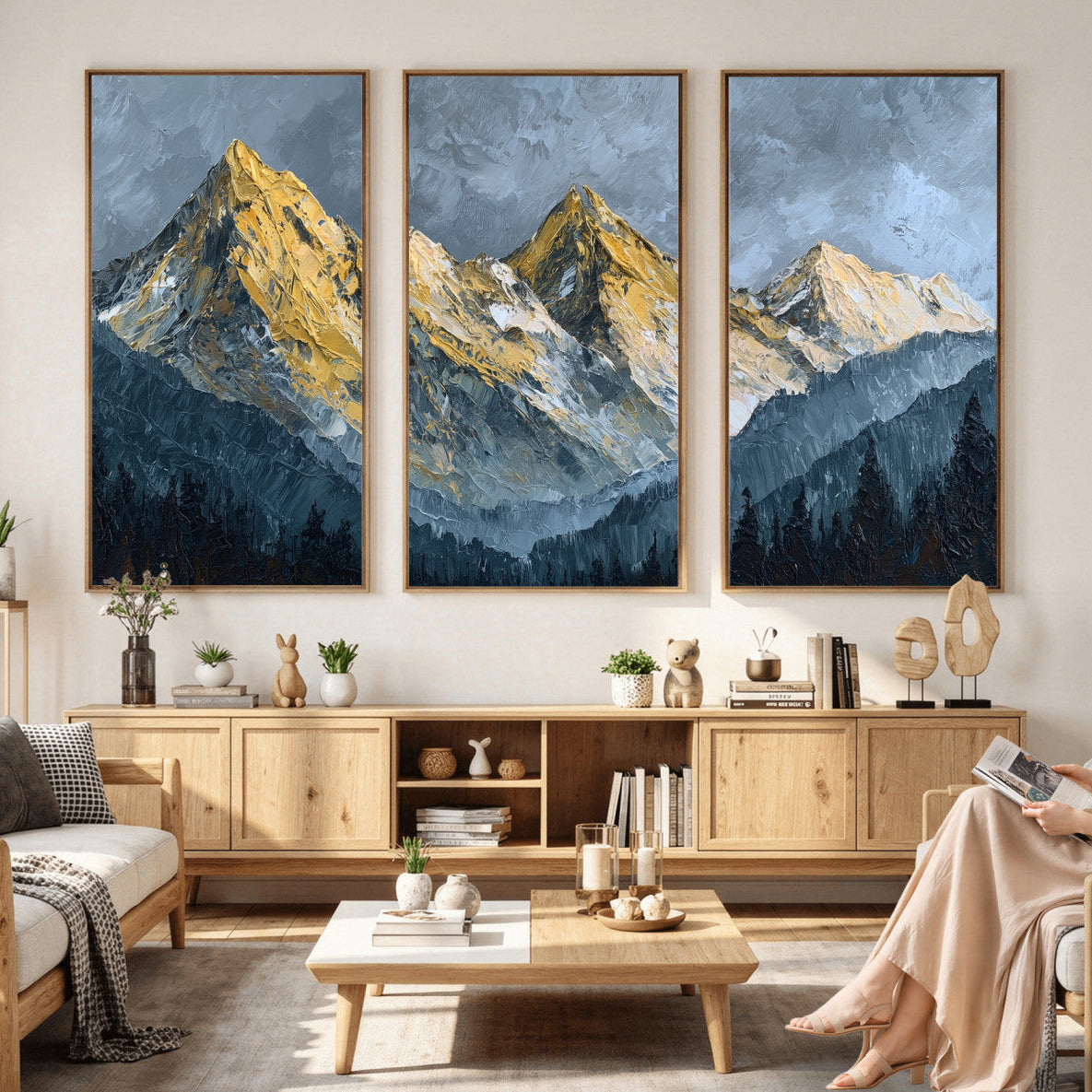 Abstract Mountain Wall Art Canvas Print Modern Landscape Painting Print
