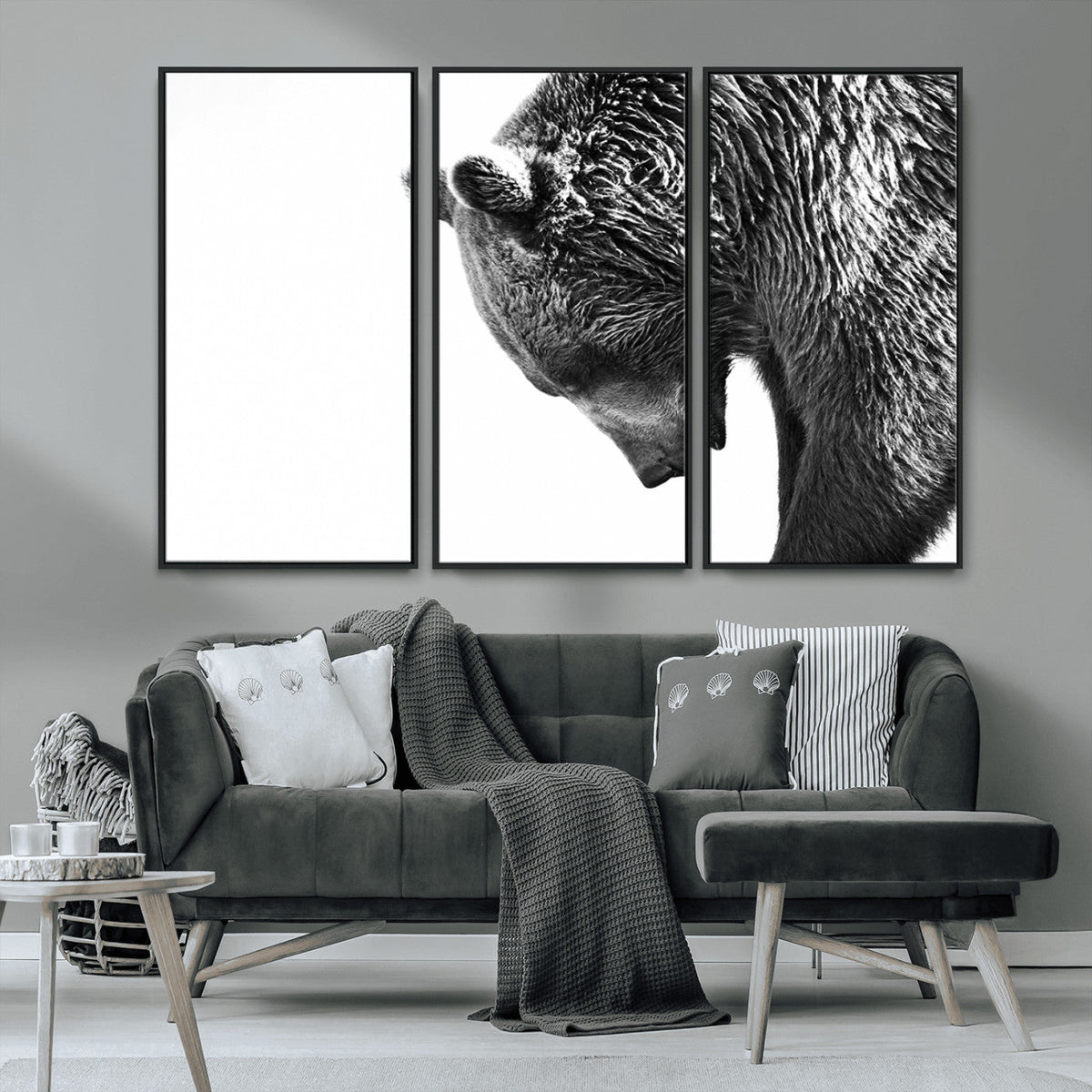 Black and White Grizzly 399 Bear Canvas Print Wall Art |