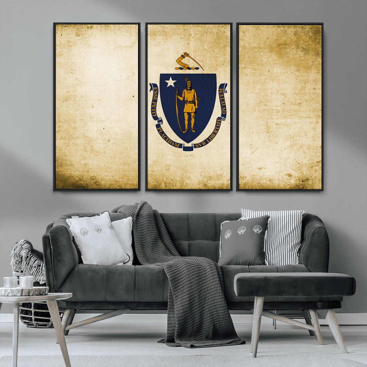 Massachusetts Flag Wall Art Canvas Print