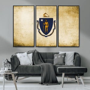 Massachusetts Flag Wall Art Canvas Print