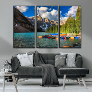 Moraine Lake 3-Panel Wall Art, Majestic Mountain and Lake