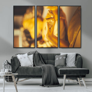 Gold Buddha Statue Hands Wall Art Canvas Print