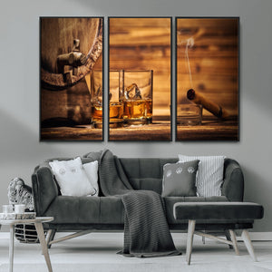 Rustic Whiskey and Barrel Canvas Print