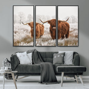 Longhorn Cattle Wall Art Canvas Print, Framed Farmhouse