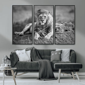King Forest Lion Wall Art Canvas Print – Framed Majestic
