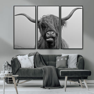 Texas Cow Wall Art Canvas, Texas Longhorn Cattle Canvas