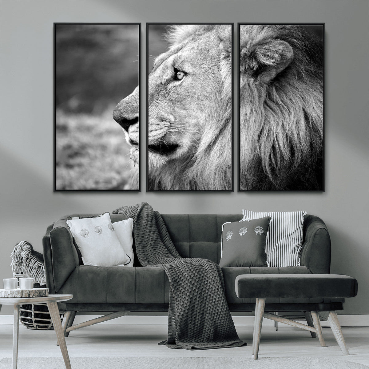 Lion Wall Art Canvas Print – Framed Majestic Wildlife