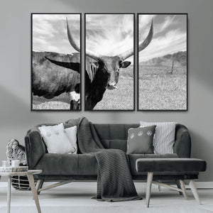 Cattle Wall Art Longhorn Cow Canvas Print