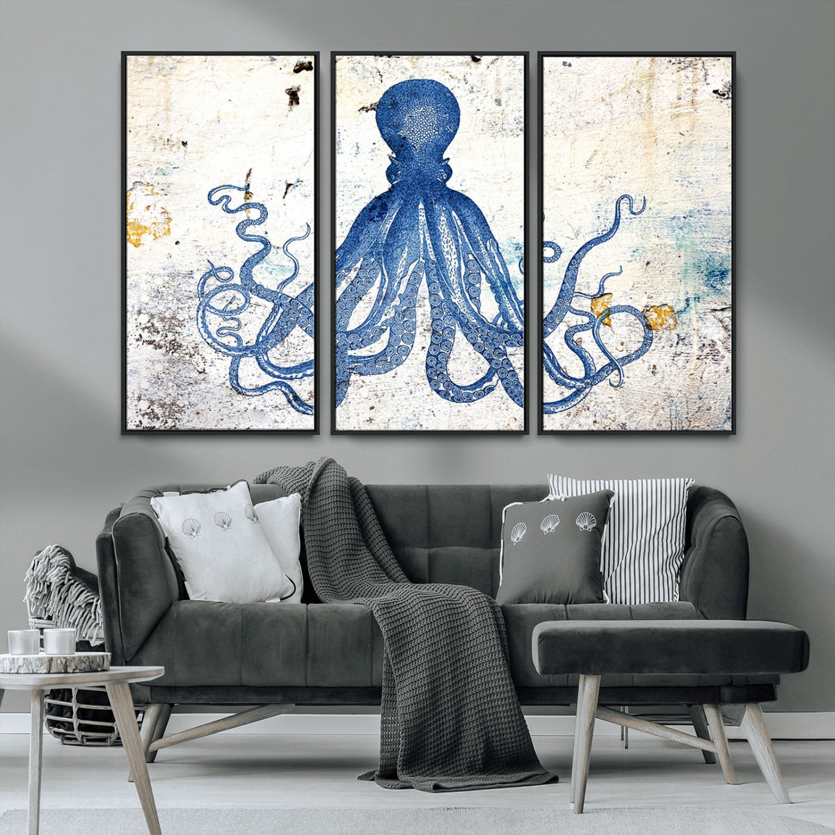 Octopus Canvas Wall Art | Coastal Marine Life Artwork for