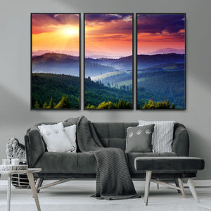 Mountain and Sunset Wall Art Canvas Print