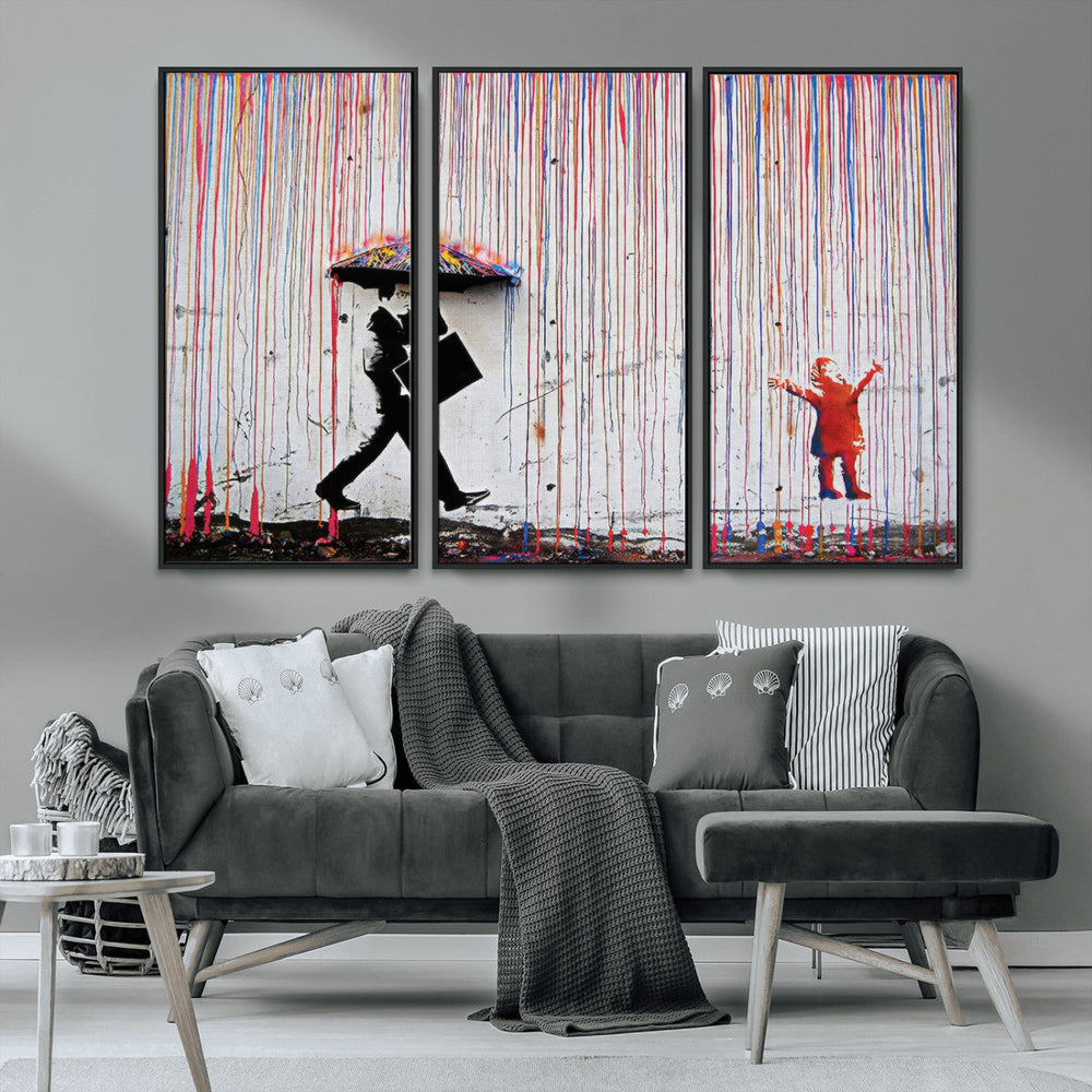 Banksy Wall Art Canvas Print, Framed Graffiti Art Picture