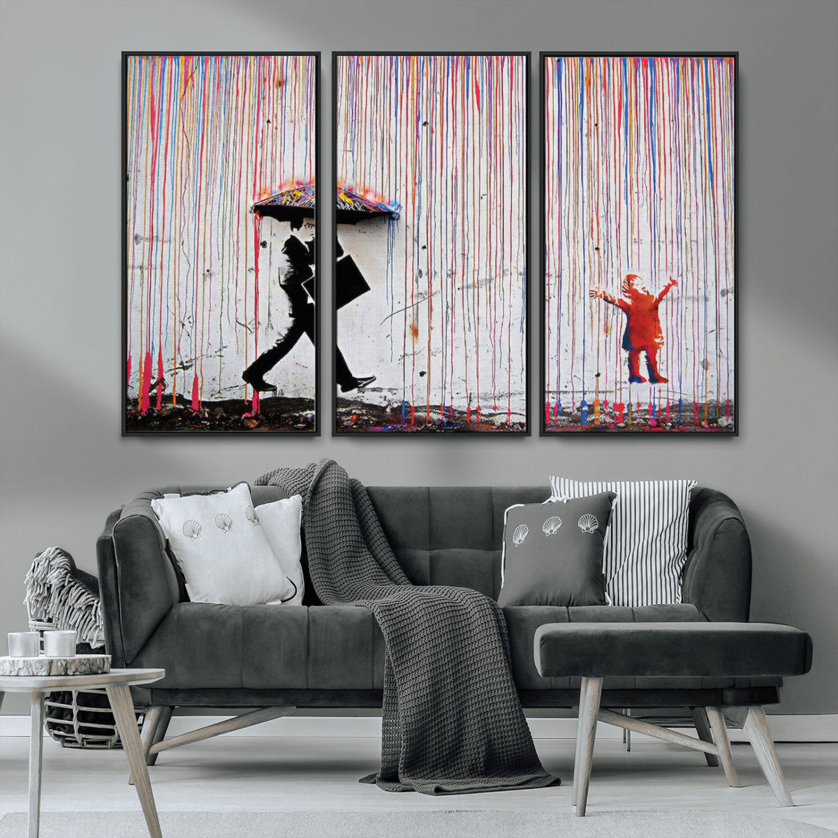 Banksy Wall Art Canvas Print, Framed Graffiti Art Picture