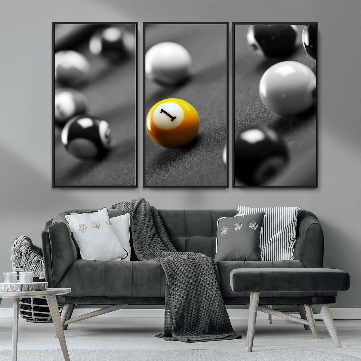 Wall Art Pool Table and Balls Canvas Print