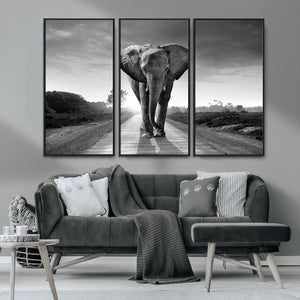 Black and White Elephant Wall Art Canvas Print