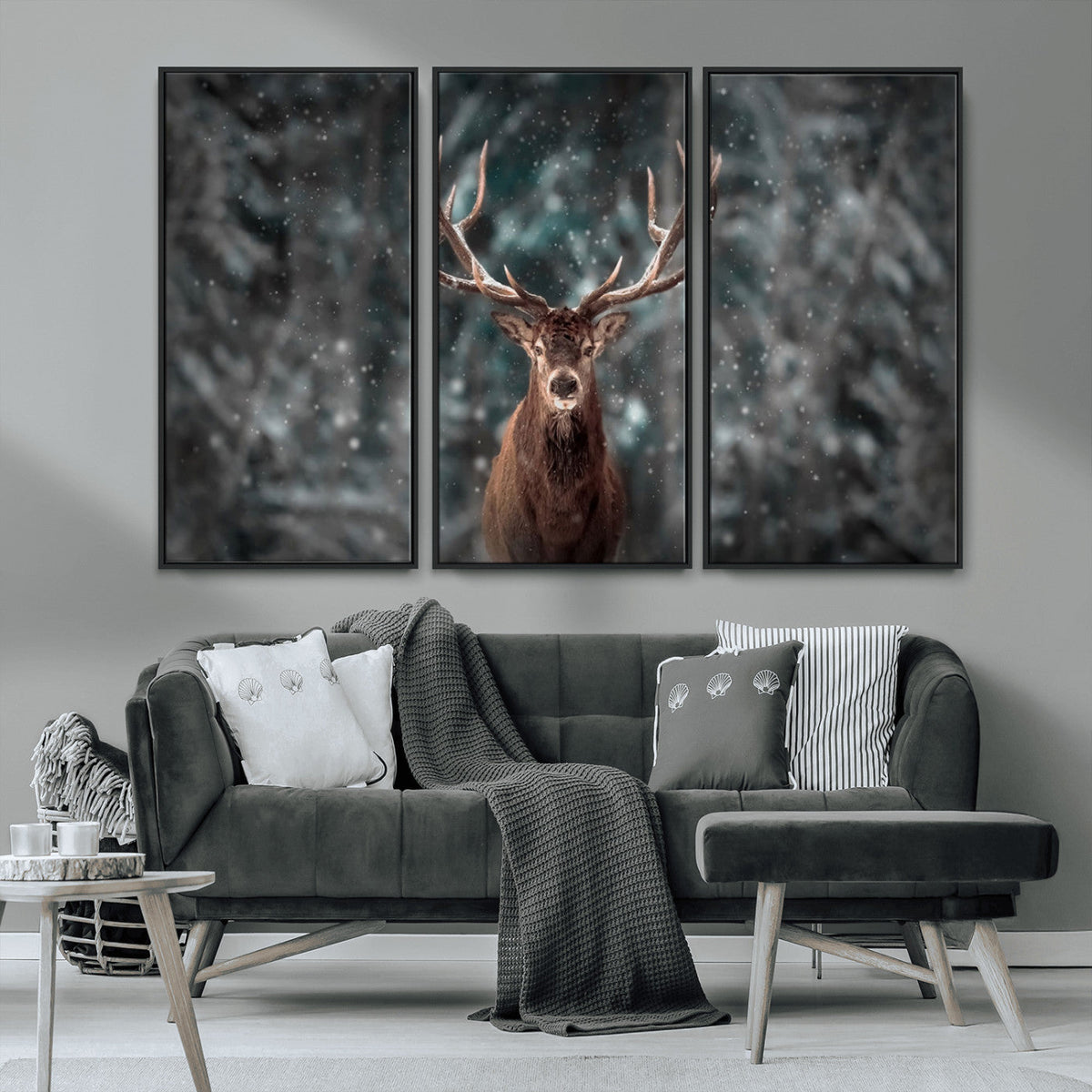 Wall Art Deer Art Animal Canvas, Framed Wall Art Deer Canvas