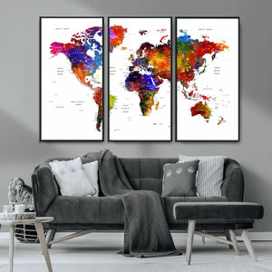 World Map Canvas Print – Detailed Map of the World Wall Art