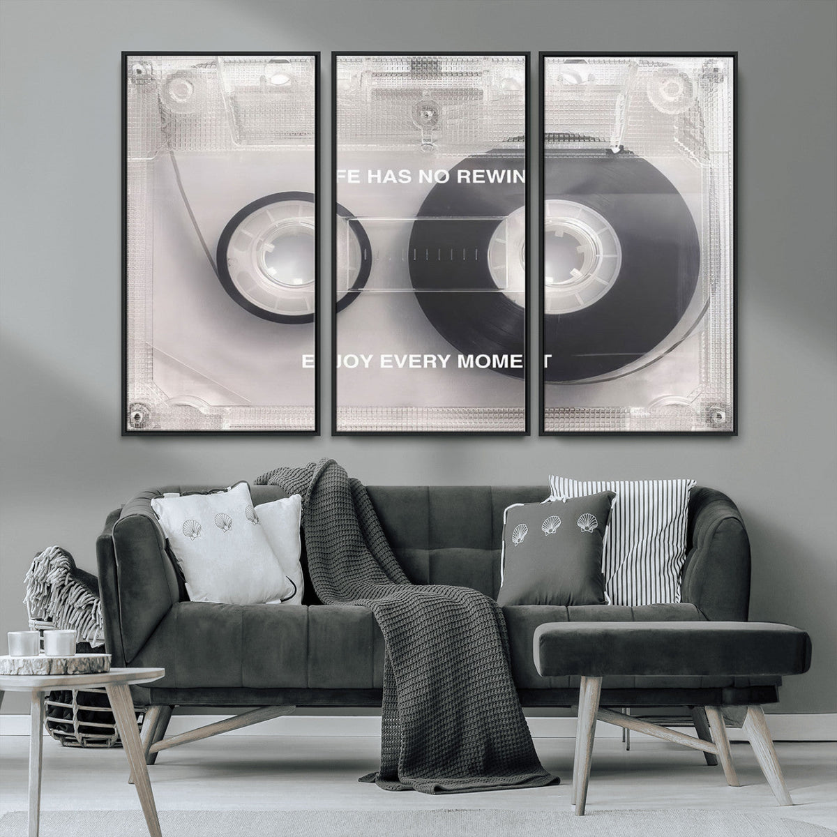Vintage Cassette Tape Canvas Wall Art - Inspirational 'Life
