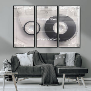 Vintage Cassette Tape Canvas Wall Art - Inspirational 'Life