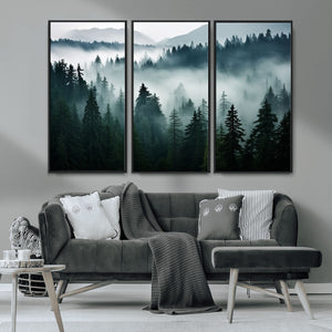 Captivating Misty Forest Wall Art Canvas, Premium Canvas