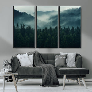 Captivating Misty Forest Wall Art Premium Canvas Print,