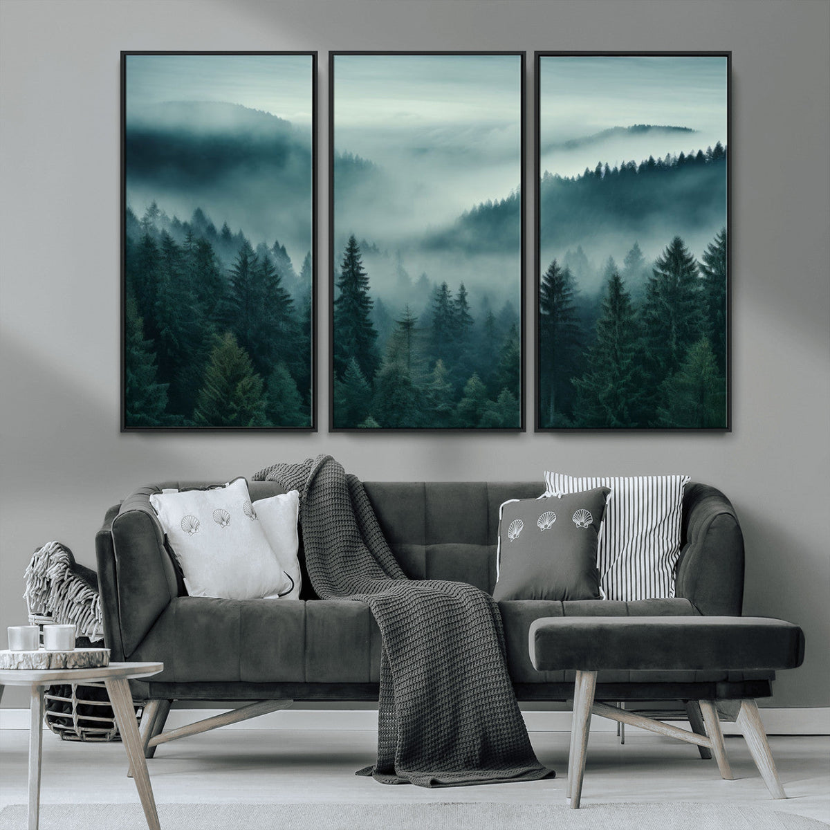 Captivating Misty Foggy Forest Wall Art Premium Canvas Print