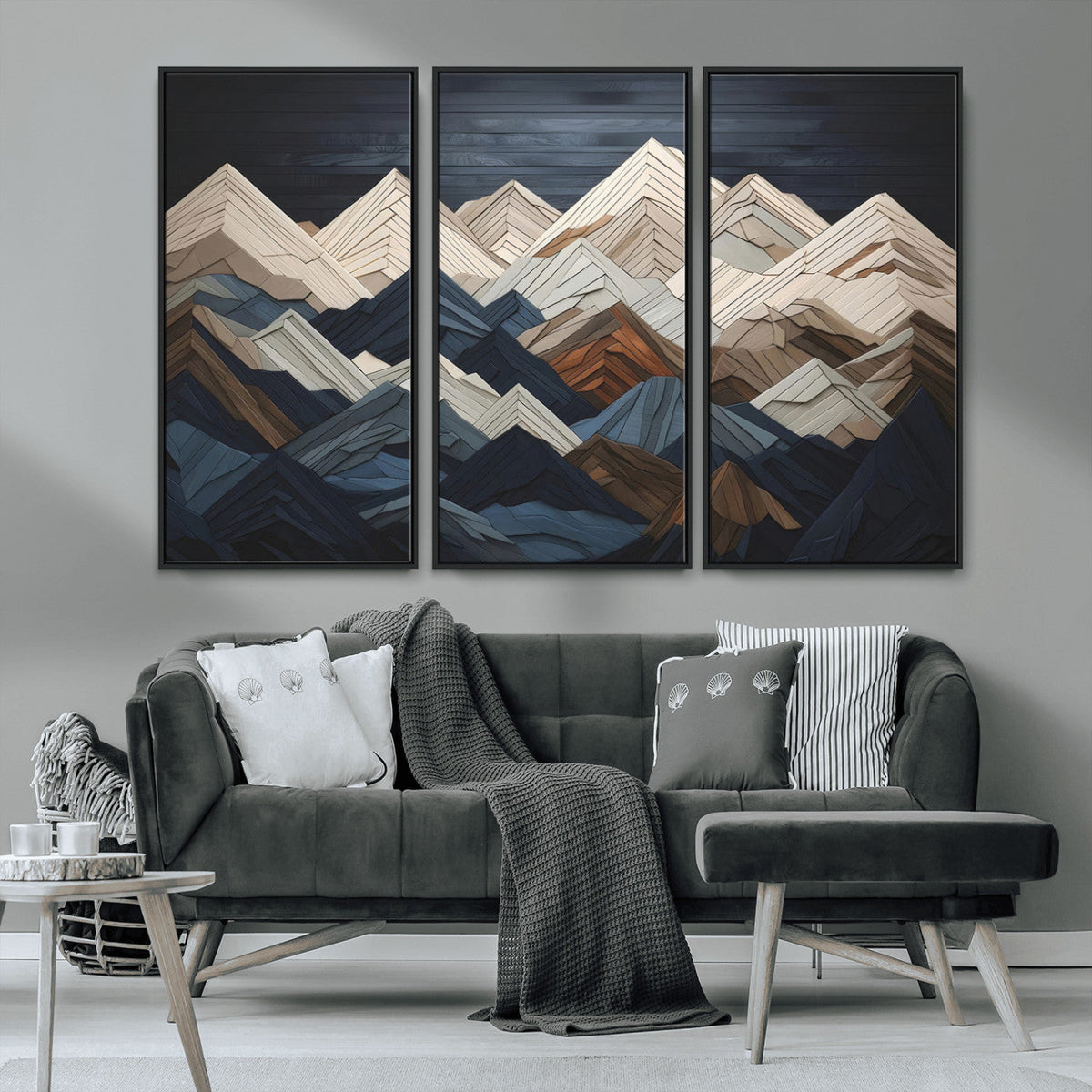 Mountain Wall Art – Modern Geometric Landscape Canvas Print,