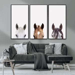 Horse Prints Set, Set of 3 Horse Wall Art, Horses Portraits,