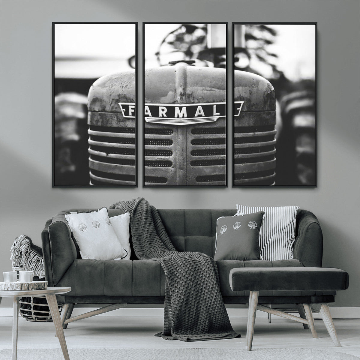 Vintage Farmall Tractor Wall Art Canvas Print, Rustic