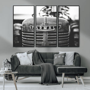Vintage Farmall Tractor Wall Art Canvas Print, Rustic