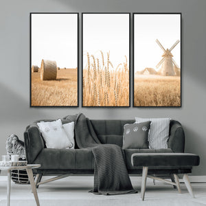 Vintage Farmhouse Triptych Wall Art – Giclée Canvas