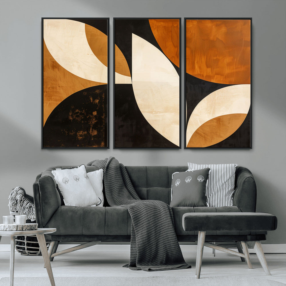 Geometric Abstract Wall Art Canvas Print, Mid Century Modern