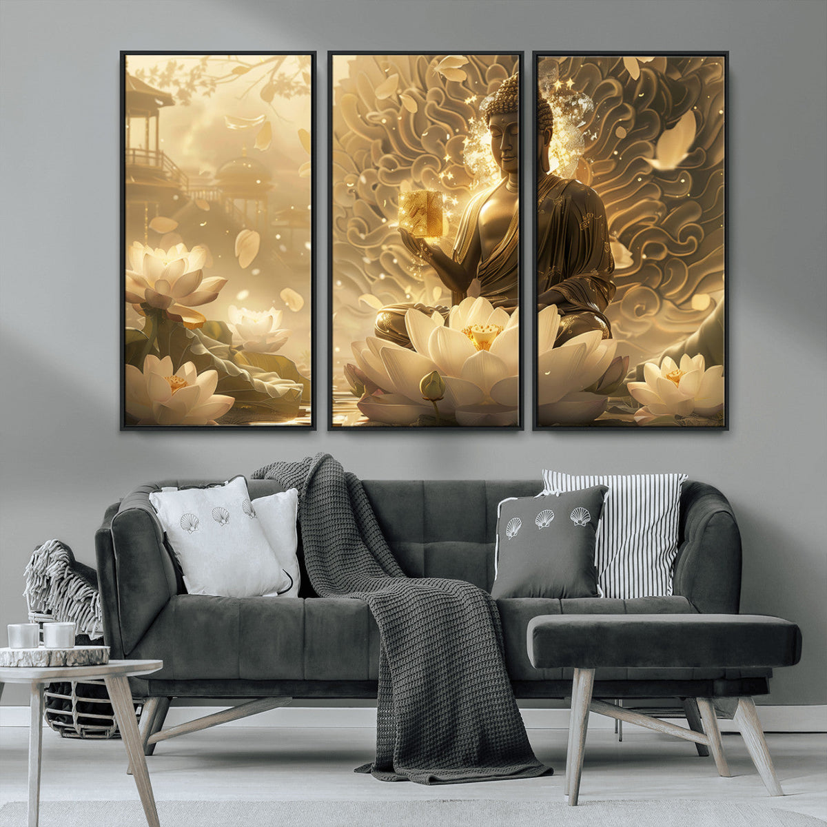 Golden Buddha Wall Art | Yoga Room Decor and Meditation Room