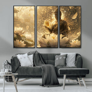 Golden Buddha Wall Art | Yoga Room Decor and Meditation Room