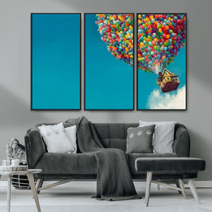 Carl Fredricksen, Up Movie Wall Art, Colorful Balloon House