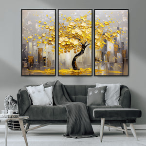 Golden Tree Canvas Print | Abstract Wall Art for Modern