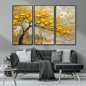 Yellow Blossom Tree Canvas Wall Art - Floral Abstract Modern