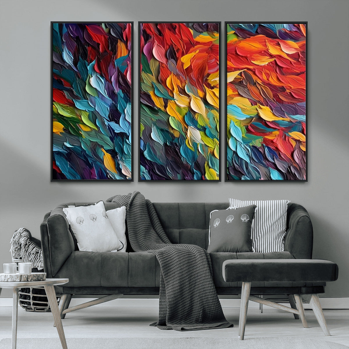 Vibrant Abstract Leaf Wall Art Canvas Print | Bold Colorful