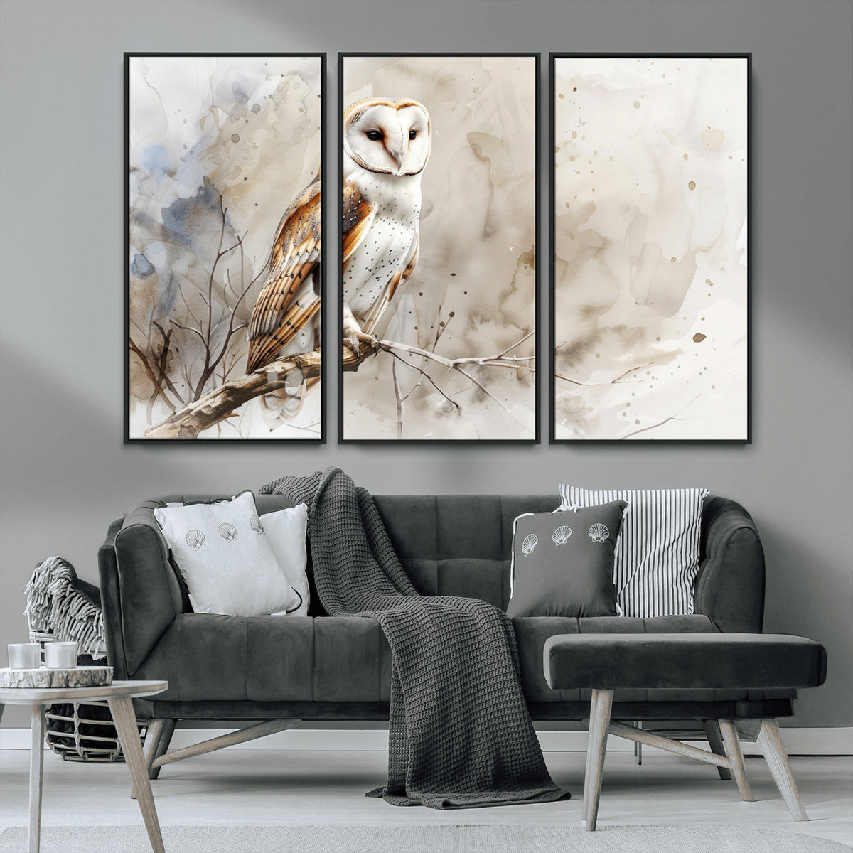 Barn Owl Wall Art | Watercolor Canvas Print | Perfect for