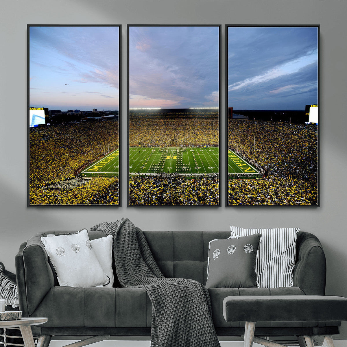 Michigan Stadium Wall Art Canvas Print, Vibrant Game Day