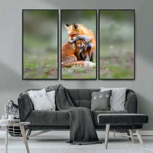 Heartwarming Fox and Baby Cub Wall Art | Ready to Hang